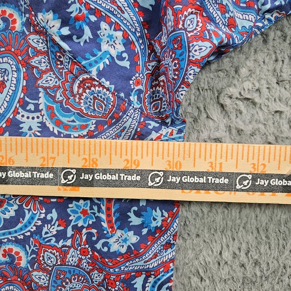 NEW Cremieux Casual Shirt Men 3XT Tall Stretch‎ Paisley Short Sleeve Blue Red - Picture 9 of 11